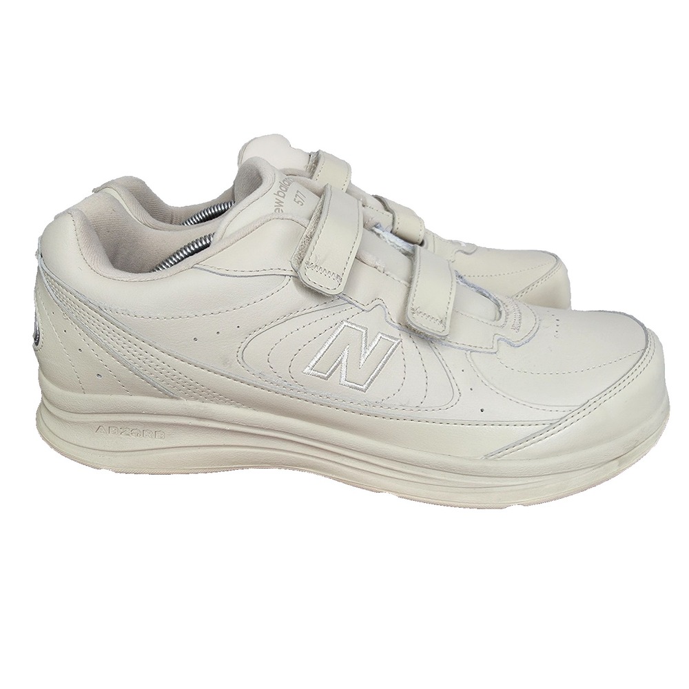 New Balance 577 Walking Shoes Mens 12 4E Extra Wide Beige Leather Strap Sneaker*